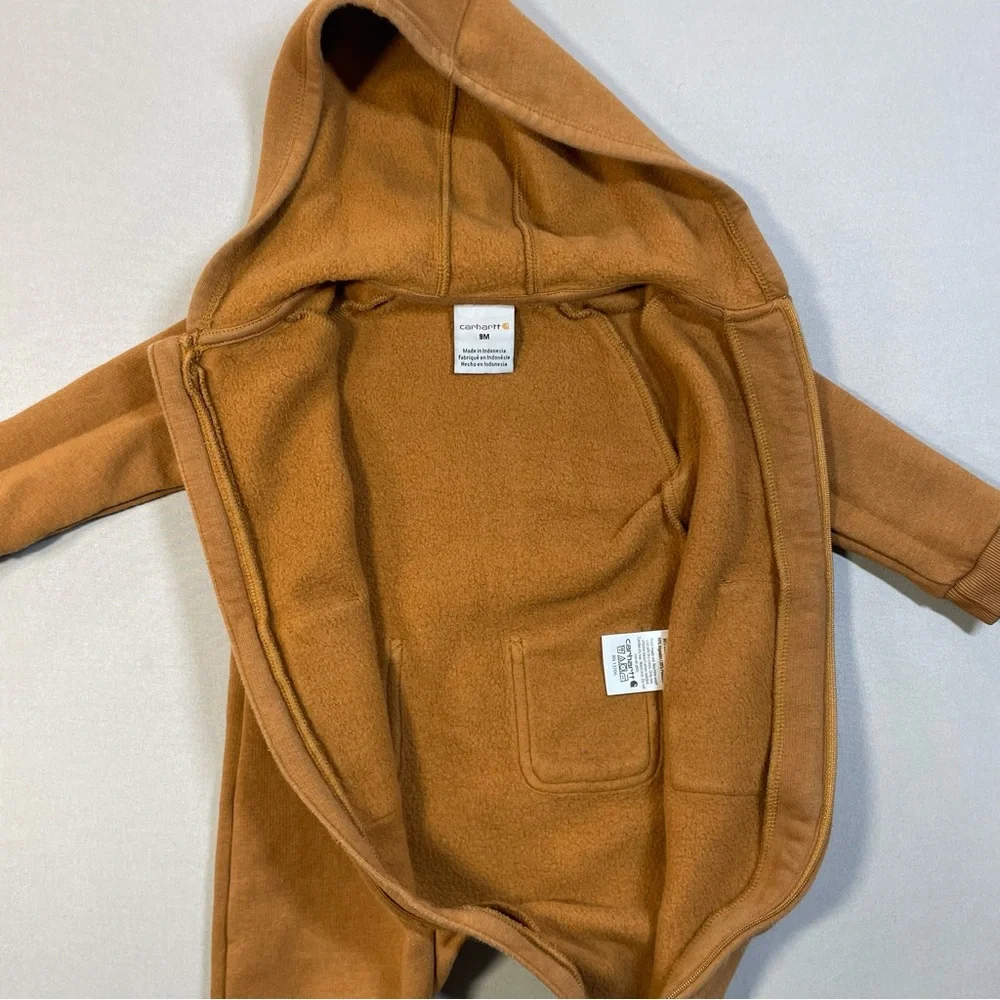 Carhartt Infant Fleece Zip Front Long Sleeve Coverall, Attached Hood - 9 Months
